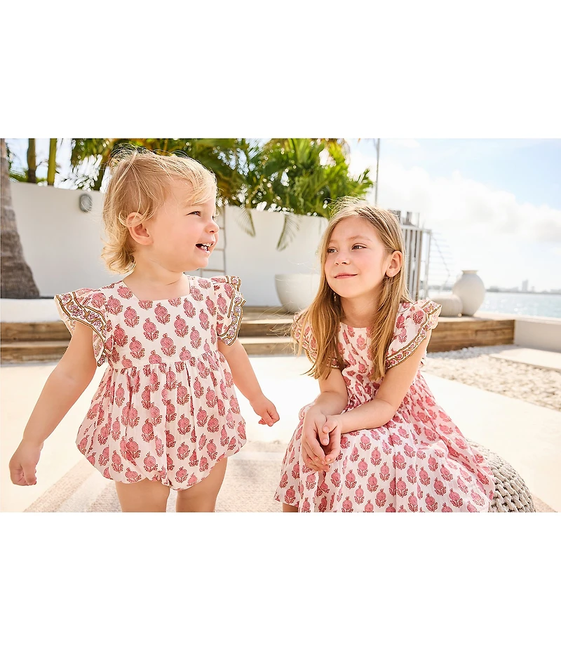 Pink Chicken Baby Girls Elsie Dahlia Floral Print Bubble
