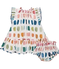 Pink Chicken Baby Girls Harper Ruffle Cap Sleeve Hem Cotton Dress & Diaper Cover Set