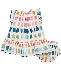 Pink Chicken Baby Girls Harper Ruffle Cap Sleeve Hem Cotton Dress & Diaper Cover Set