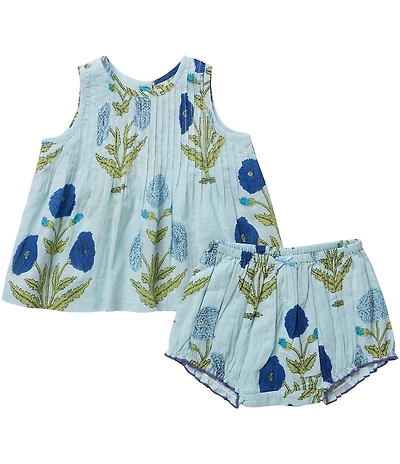Pink Chicken Baby Girls Jaipur Light Blue Dandelion Print 2-Piece Set