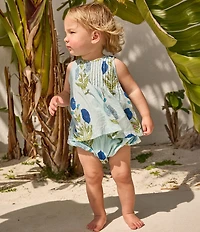 Pink Chicken Baby Girls Jaipur Light Blue Dandelion Print 2-Piece Set