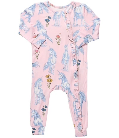 Pink Chicken Baby Girls Ruffle Bamboo Romper