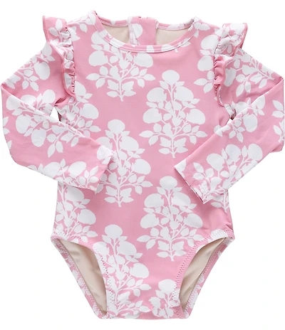 Pink Chicken Baby Girls Ruffle Detail Pink Bouquet Rachel Rashgaurd 1-Piece Swimsuit