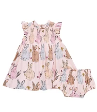 Pink Chicken Baby Girls Stevie Bunny Ruffle Sleeve Mock Neck Dress & Diaper Cover Set