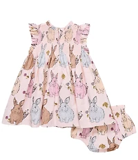 Pink Chicken Baby Girls Stevie Bunny Ruffle Sleeve Mock Neck Dress & Diaper Cover Set