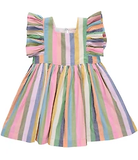 Pink Chicken Big Girls Cotton Popover Flutter Sleeve Striped Elsie Dress