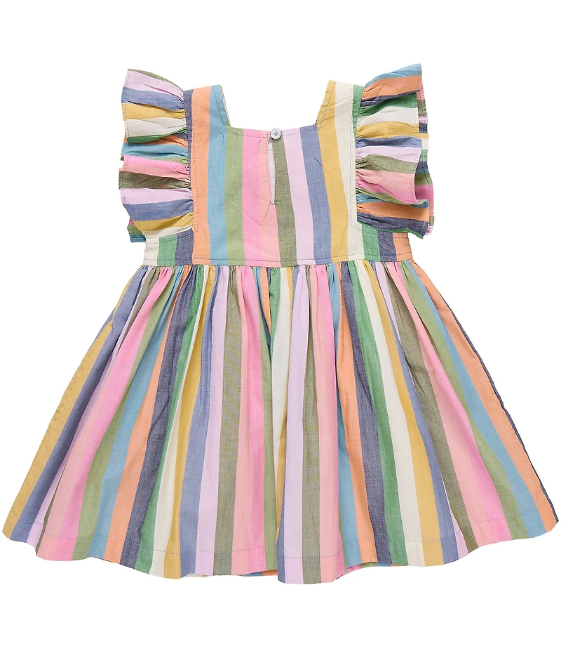 Pink Chicken Big Girls Cotton Popover Flutter Sleeve Striped Elsie Dress