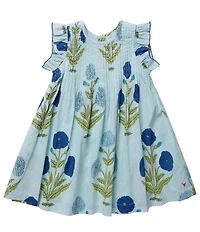 Pink Chicken Big Girls Dandelion Print Ruffle Sleeve Jaipur Dress