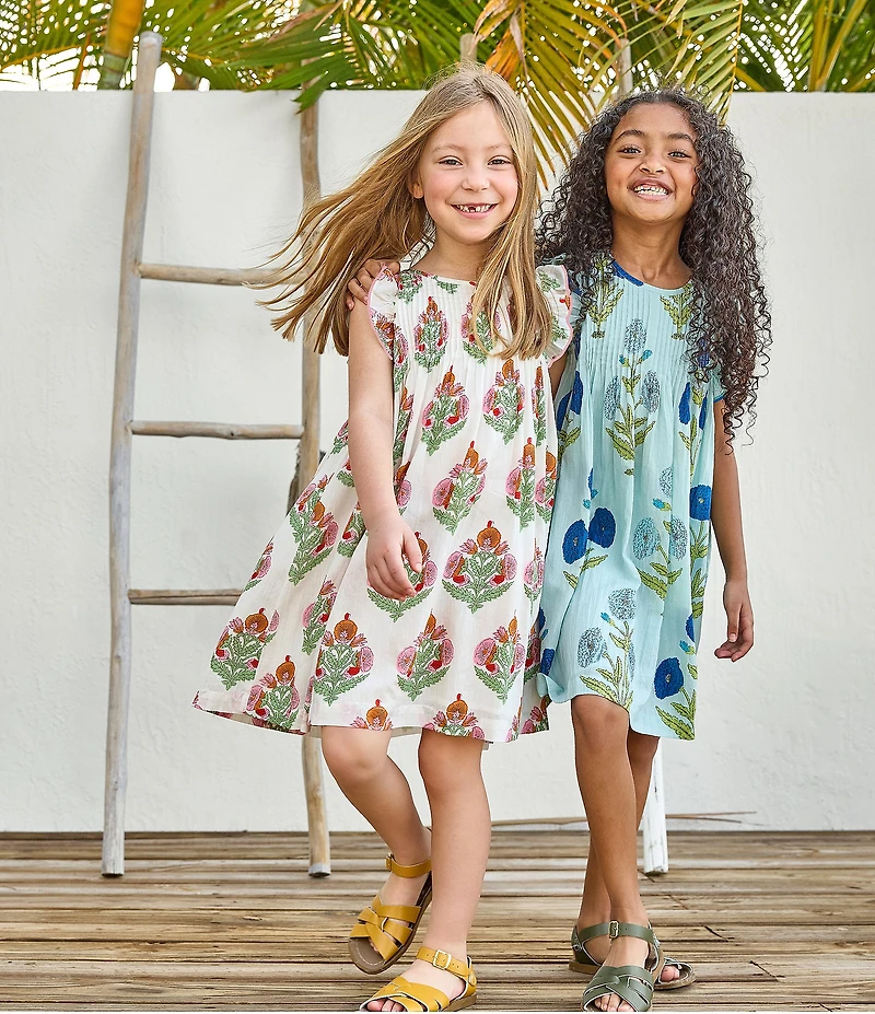 Pink Chicken Big Girls Dandelion Print Ruffle Sleeve Jaipur Dress
