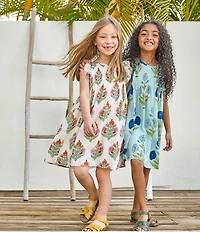 Pink Chicken Big Girls Dandelion Print Ruffle Sleeve Jaipur Dress