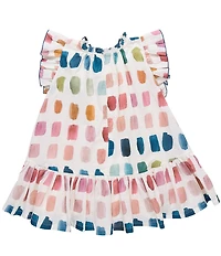 Pink Chicken Big Girls Harper Printed Ruffle Cap Sleeve Ruffle Hem Cotton Dress