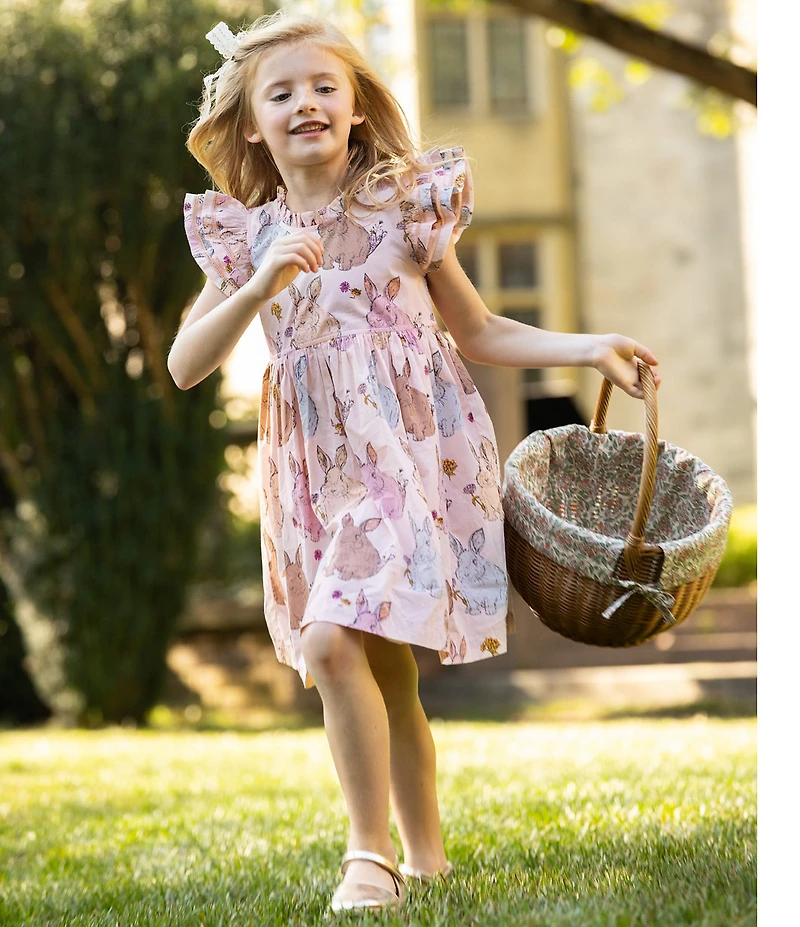 Pink Chicken Big Girls Jennifer Bunny Ruffle Cotton Dress