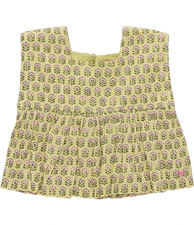Pink Chicken Big Girls Kamari Green Block Square Neck Sleeveless Top