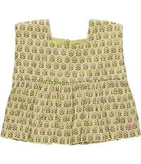 Pink Chicken Big Girls Kamari Green Block Square Neck Sleeveless Top