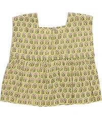 Pink Chicken Big Girls Kamari Green Block Square Neck Sleeveless Top