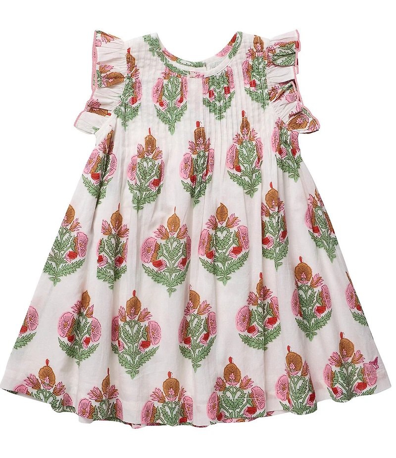 Pink Chicken Big Girls Ruffle Sleeve Smocked Jaipur Dress