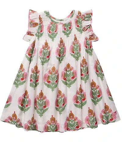 Pink Chicken Big Girls Ruffle Sleeve Smocked Jaipur Dress