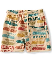 Blue Rooster by Pink Chicken Boys Beach Vibes Printed Swim Trunks