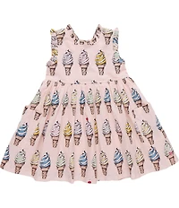 Pink Chicken Big Girls Cotton Ice-Cream Cone Ruffle Detail Popover Alyssa Dress