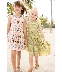 Pink Chicken Big Girls Cotton Ice-Cream Cone Ruffle Detail Popover Alyssa Dress