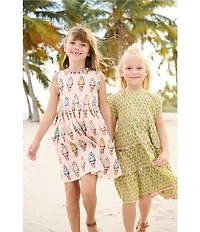 Pink Chicken Big Girls Cotton Ice-Cream Cone Ruffle Detail Popover Alyssa Dress