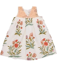 Pink Chicken Big Girls Cotton Popover Sequin Top Courtney Floral Dress