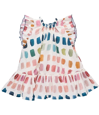 Pink Chicken Little Girls Harper Printed Ruffle Cap Sleeve Ruffle Hem Cotton Dress