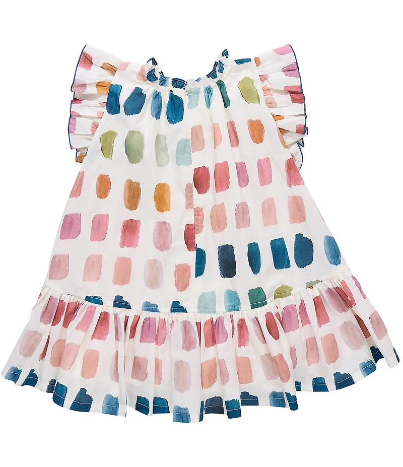 Pink Chicken Little Girls Harper Printed Ruffle Cap Sleeve Ruffle Hem Cotton Dress