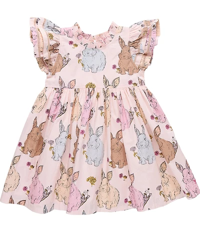 Pink Chicken Little Girls Jennifer Bunny Ruffle Cotton Dress