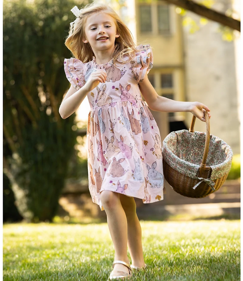 Pink Chicken Little Girls Jennifer Bunny Ruffle Cotton Dress