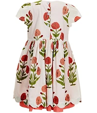 Pink Chicken Big Girls Marisol Cotton Printed Cap Sleeve Scallop Hem Dress