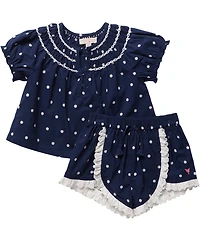 Pink Chicken Little Girls Americana Short Sleeve Ruffle Millie Set