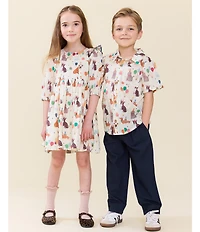 Pink Chicken Little Girls Brooke Puff Sleeve Dress
