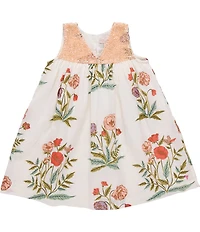 Pink Chicken Little Girls Cotton Popover Sequin Top Courtney Floral Dress