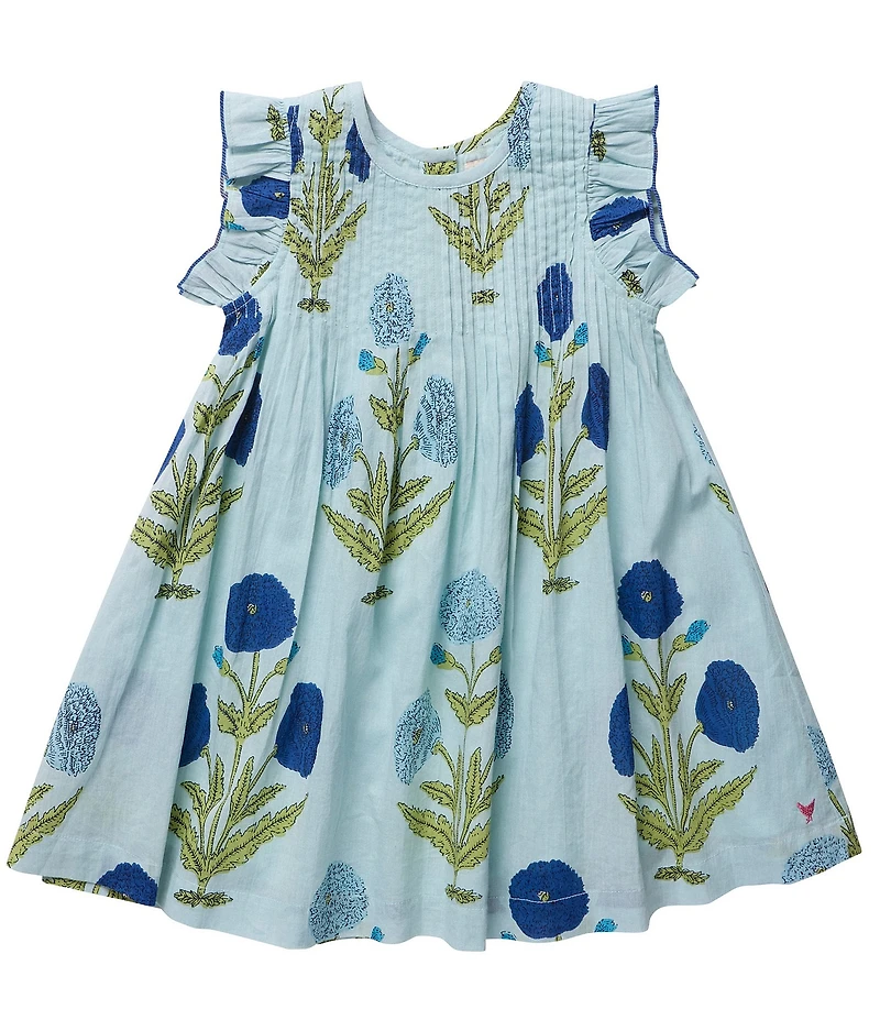Pink Chicken Little Girls Dandelion Print Ruffle Sleeve Jaipur Dress