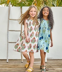 Pink Chicken Little Girls Dandelion Print Ruffle Sleeve Jaipur Dress