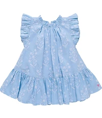 Pink Chicken Little Girls Harper Printed Ruffle Sleeve Tiered Dress