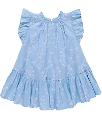 Pink Chicken Little Girls Harper Printed Ruffle Sleeve Tiered Dress