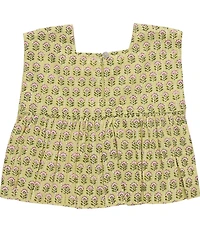 Pink Chicken Little Girls Kamari Square Floral Neck Glitter Metallic Sleeveless Top