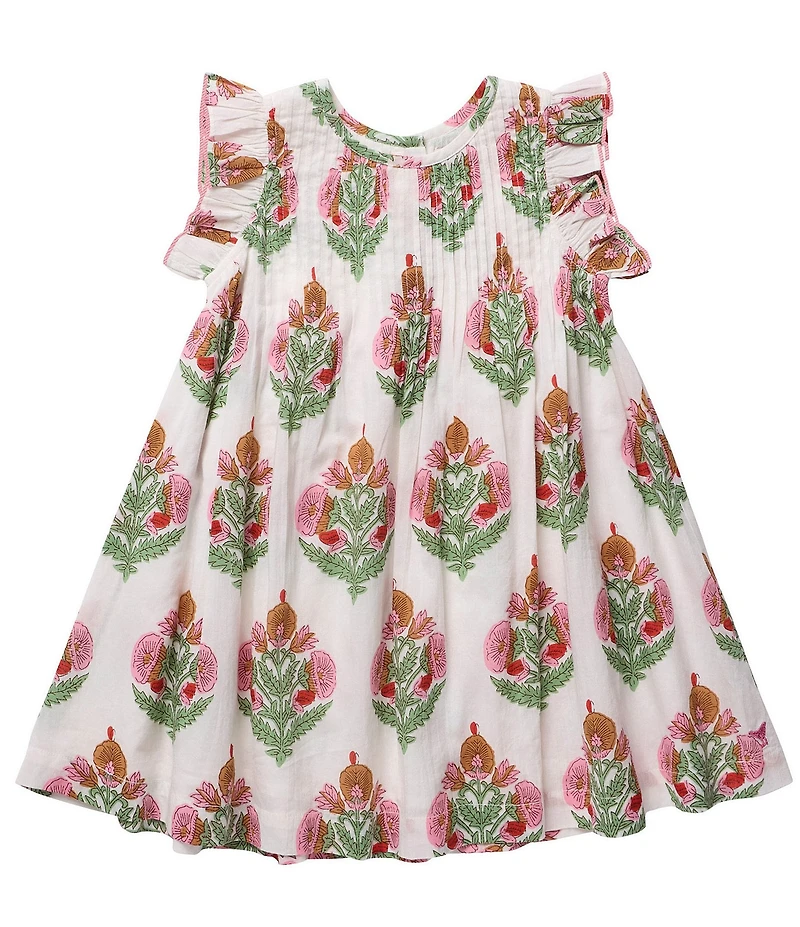 Pink Chicken Little Girls Ruffle Sleeve Smocked Jaipur Dress