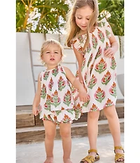 Pink Chicken Little Girls Ruffle Sleeve Smocked Jaipur Dress