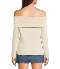 Pink Robin Off The Shoulder Foldover Flare Sleeve Top