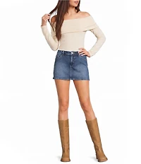 Pink Robin Off The Shoulder Foldover Flare Sleeve Top