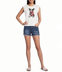 Pink Robin Sleeveless USA Americana Dog Sweater