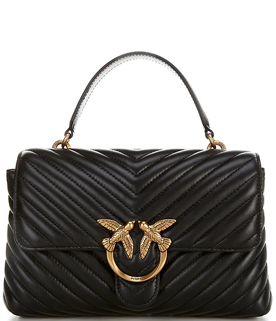 PINKO Classic Lady Love Puff Chevron Satchel Bag