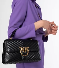 PINKO Classic Lady Love Puff Chevron Satchel Bag