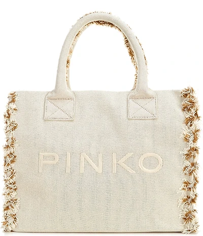 PINKO Logo Canvas Beach Tote Bag