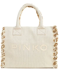 PINKO Logo Canvas Beach Tote Bag