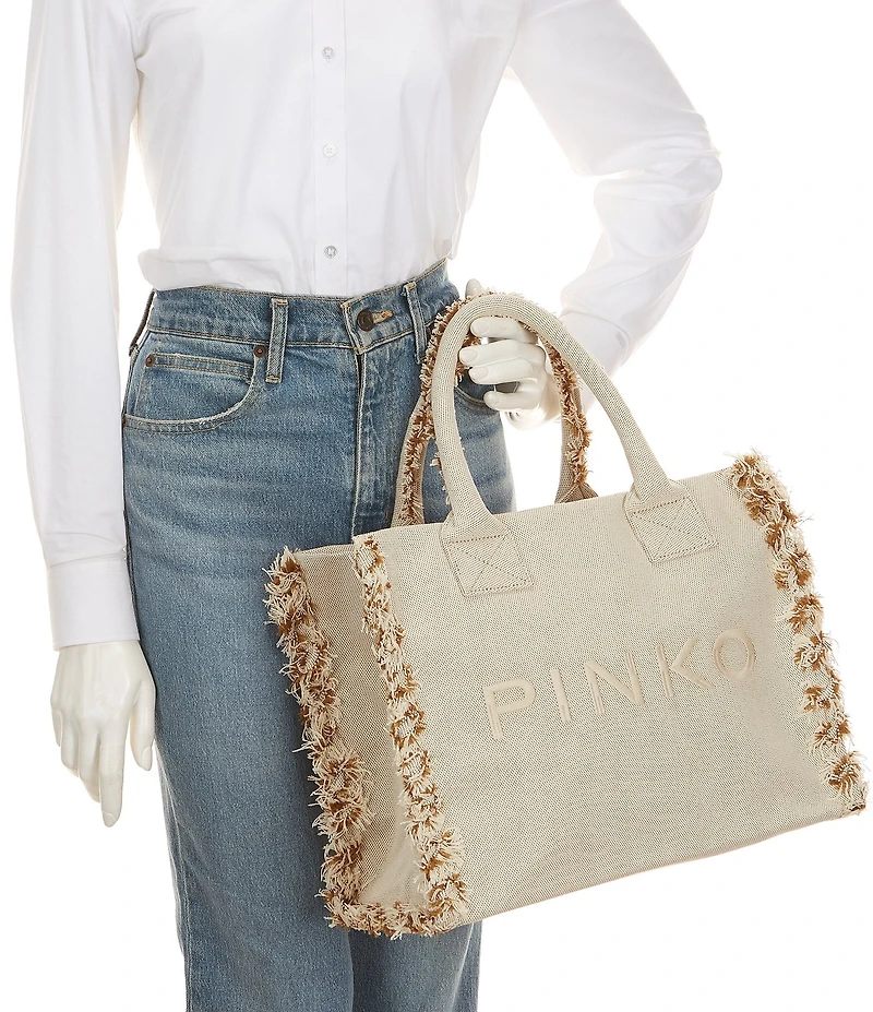 PINKO Logo Canvas Beach Tote Bag