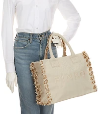 PINKO Logo Canvas Beach Tote Bag